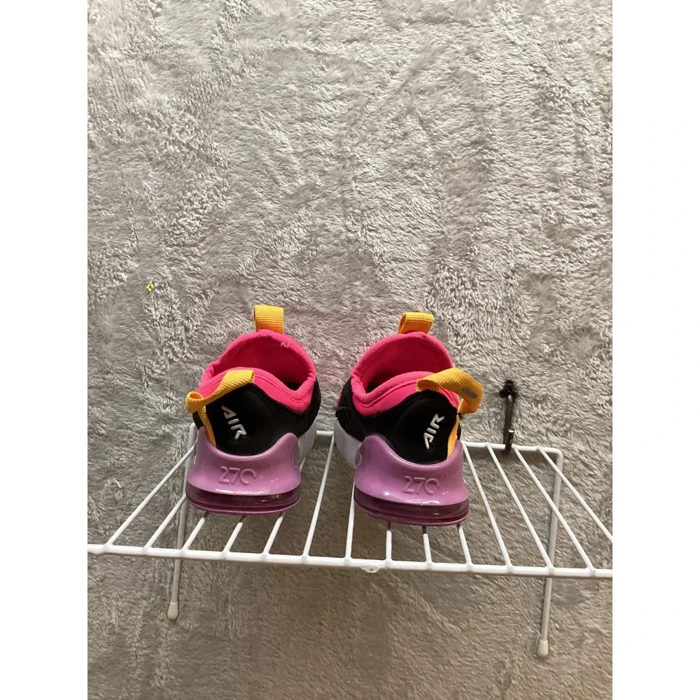Nike Air Max 270 Kids Toddler Shoes Pink‎ Black Yellow Slip On Size 7C